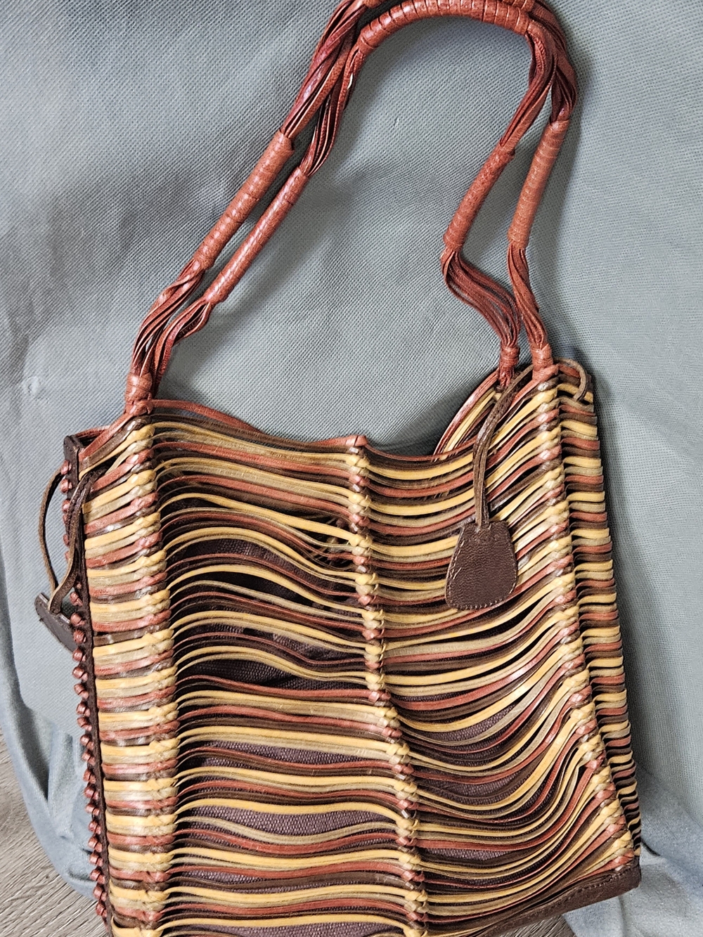 Vintage Boho Woven Multi-Color Leather Women's Shoulder Bag - Picture 5 of 12